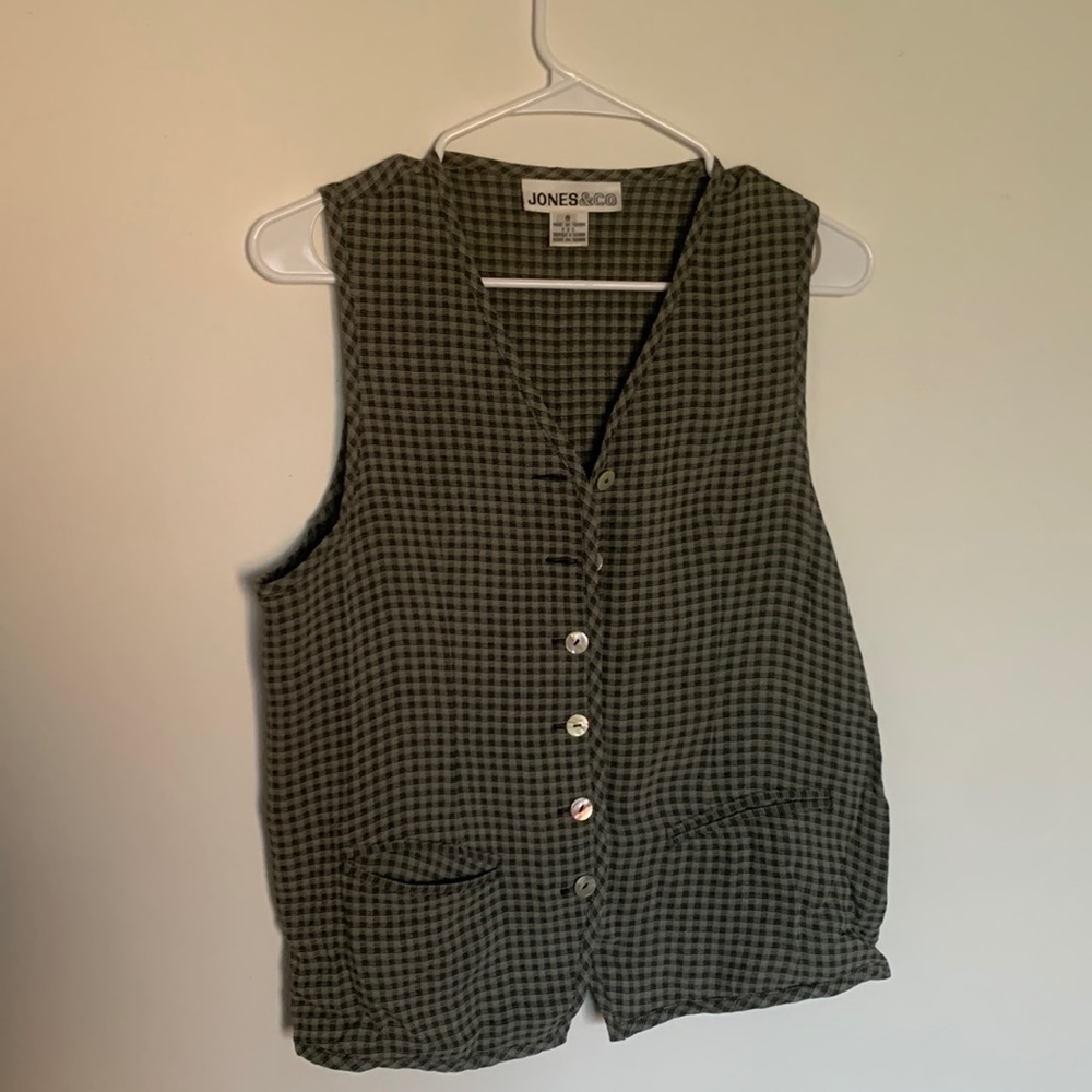 Vintage green gingham vest